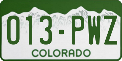 CO license plate 013PWZ