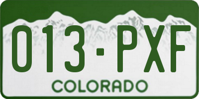 CO license plate 013PXF