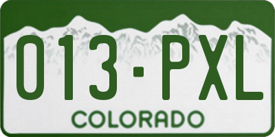 CO license plate 013PXL