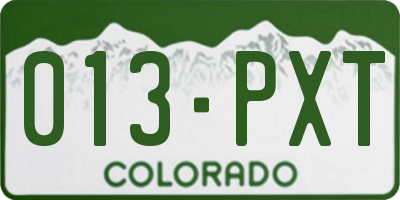CO license plate 013PXT