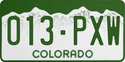 CO license plate 013PXW