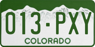 CO license plate 013PXY
