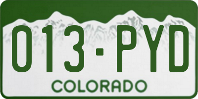 CO license plate 013PYD