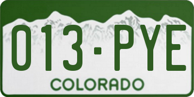 CO license plate 013PYE