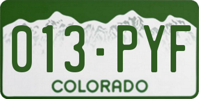 CO license plate 013PYF