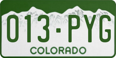 CO license plate 013PYG