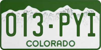 CO license plate 013PYI