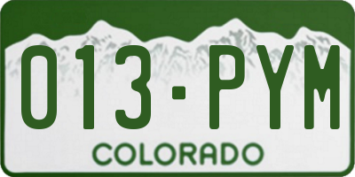 CO license plate 013PYM