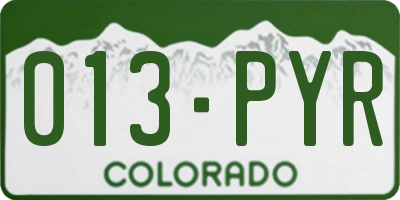 CO license plate 013PYR