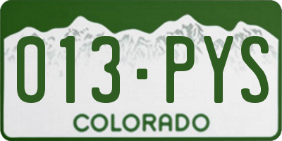 CO license plate 013PYS