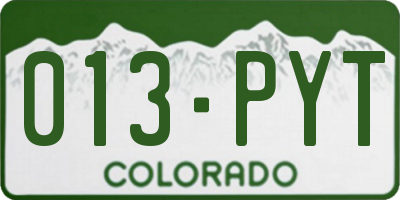 CO license plate 013PYT