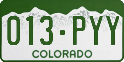 CO license plate 013PYY