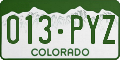CO license plate 013PYZ