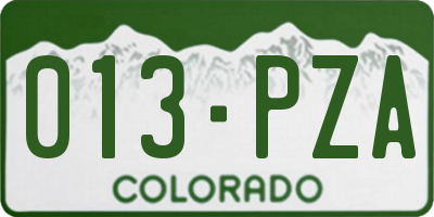CO license plate 013PZA