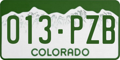 CO license plate 013PZB