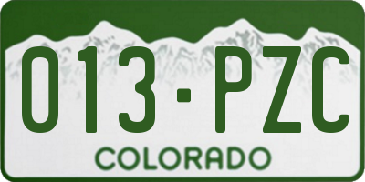 CO license plate 013PZC