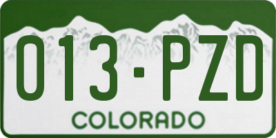 CO license plate 013PZD