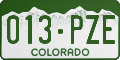 CO license plate 013PZE