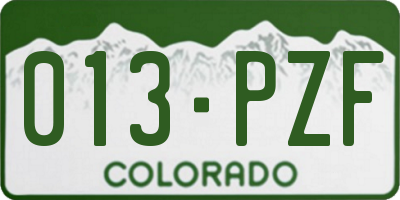 CO license plate 013PZF