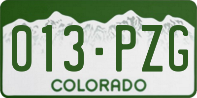 CO license plate 013PZG