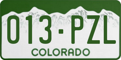CO license plate 013PZL