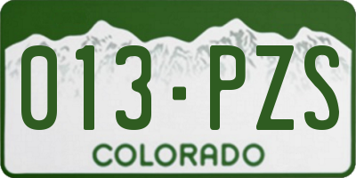 CO license plate 013PZS