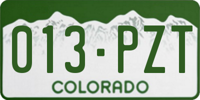 CO license plate 013PZT