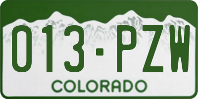 CO license plate 013PZW