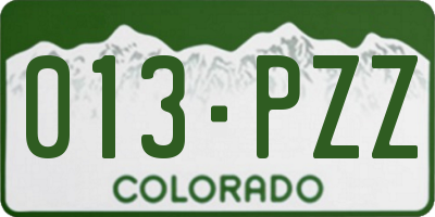 CO license plate 013PZZ