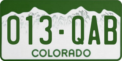 CO license plate 013QAB