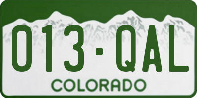 CO license plate 013QAL