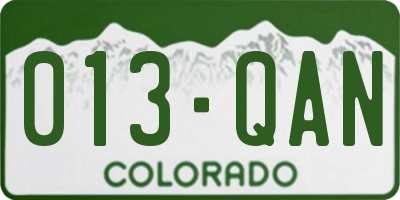 CO license plate 013QAN
