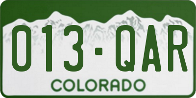 CO license plate 013QAR
