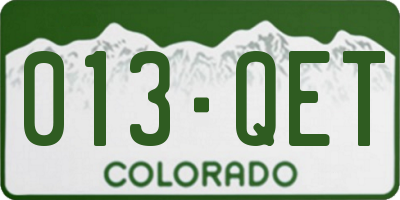 CO license plate 013QET