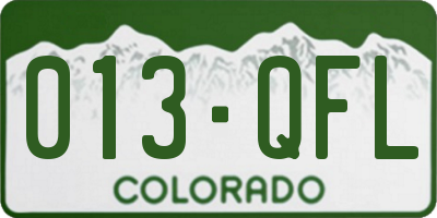 CO license plate 013QFL