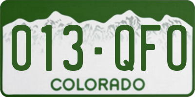 CO license plate 013QFO
