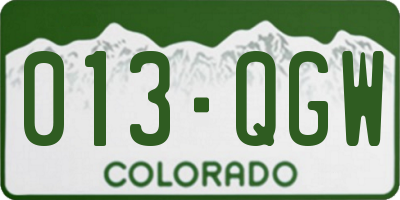 CO license plate 013QGW