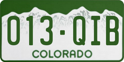 CO license plate 013QIB