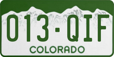 CO license plate 013QIF