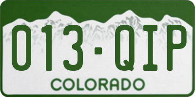 CO license plate 013QIP