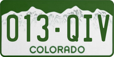 CO license plate 013QIV