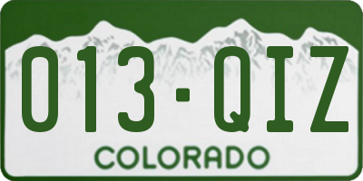 CO license plate 013QIZ