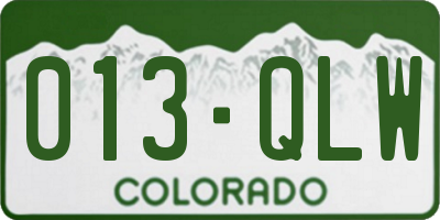 CO license plate 013QLW