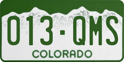 CO license plate 013QMS