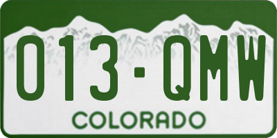 CO license plate 013QMW