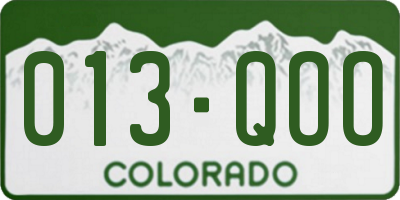 CO license plate 013QOO