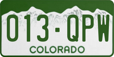 CO license plate 013QPW