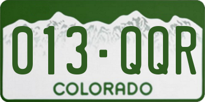 CO license plate 013QQR