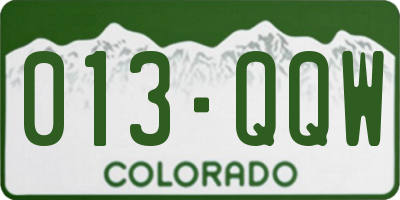 CO license plate 013QQW