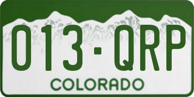 CO license plate 013QRP
